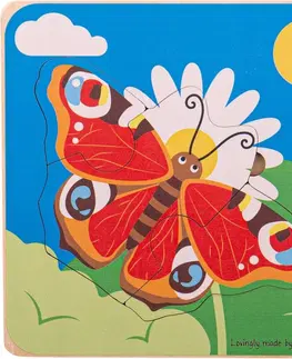 Dřevěné hračky Bigjigs Toys Vkládací puzzle s motýlem HERBA