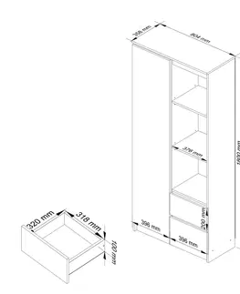 Šatní skříně Ak furniture Skříň Rexa 80 cm wenge/bílá lesklá
