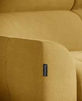 Rohové sedací soupravy HOMEDE Rohová rozkládací pohovka Malo hořčicová pravá, velikost 93x201/98x268