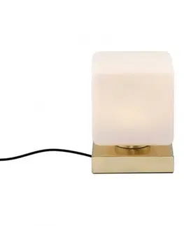 LED stolní lampy PAUL NEUHAUS LED stolní lampa mosaz, tvar kostky, dotykový stmívač, nadčasový design 3000K