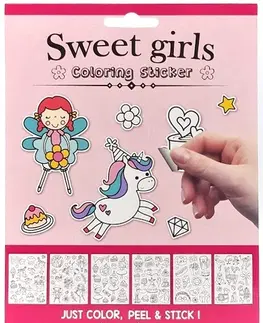 Hračky WIKY - Vybarvovací nálepky Sweet Girls 6 stran