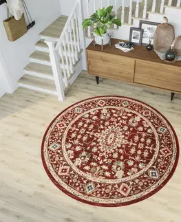 Kulaté a oválné koberce Kulatý vintage koberec v červené barvě Šířka: 100 cm
