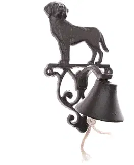 Bytové dekorace Litinový zvonek Iron dog, 14 x 24 x 12 cm