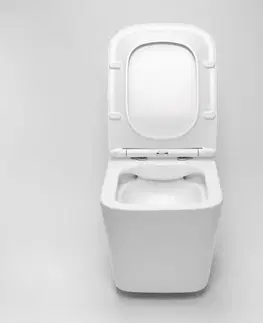 Záchody REA Závěsná WC mísa včetně sedátka Raul Rimless bílá REA-C9660