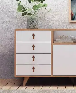 Komody Sofahouse Designová komoda Feline 140 cm dub bílý