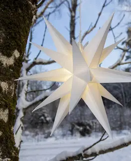Vánoční světelná hvězda STAR TRADING LED dekorační hvězda Alice, IP44, baterie, bílá
