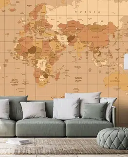 Samolepící tapety Samolepící tapeta mapa světa v béžovém odstínu