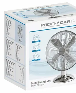 Domácí ventilátory ProfiCare VL 3062 kovový stolní ventilátor, 25 cm