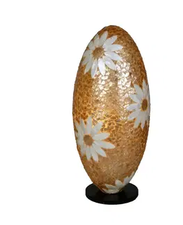 Stolní lampy Woru Stolní lampa Lion Capiz mušle květinový motiv tvar vejce