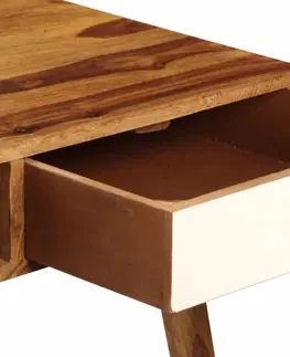Pracovní stoly Psací stůl 110x55 cm bílá / hnědá Dekorhome