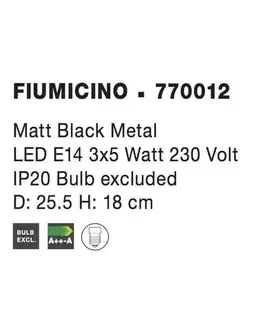 Industriální bodová svítidla NOVA LUCE bodové svítidlo FIUMICINO matný černý kov E14 3x5W 230V IP20 bez žárovky 770012