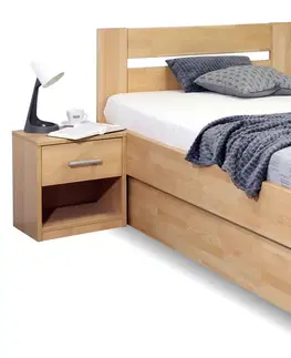 s úložným prostorem Zvýšená postel jednolůžko s úložným prostorem Trinity, 90x220, masiv buk