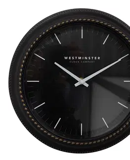 Hodiny Černé antik nástěnné hodiny Westminster - Ø 28*5 cm / 1*AA Clayre & Eef 6KL0803