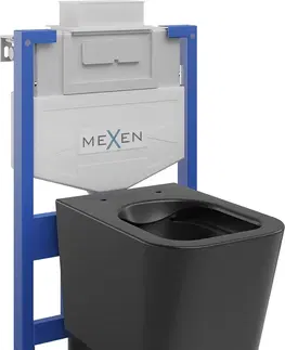 Záchody MEXEN/S WC předstěnová instalační sada Fenix XS-U s mísou WC Teo,  černá mat 6853385XX85
