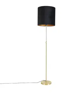 Stojaci lampy Stojací lampa zlatá / mosazná s černým velurovým odstínem 40/40 cm - Parte