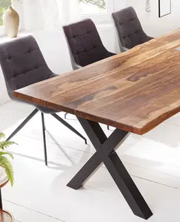 Designové a luxusní jídelní stoly Estila Industriální designový jídelní stůl Steele Craft z masivního palisandrového dřeva 200cm