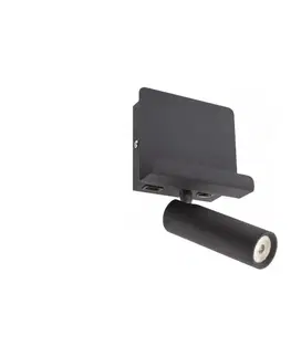 Svítidla Redo Redo 01-3084 - LED Nástěnné bodové svítidlo PANEL LED/3,5W/230V USB černá 