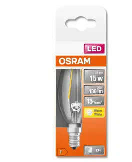LED žárovky OSRAM LEDVANCE LED Star Classic B 15 Filament 1.5W 827 Clear E14 4058075436701