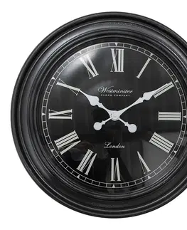 Hodiny Černé antik nástěnné hodiny Hillo - Ø 76*6 cm / 1*AA Clayre & Eef 5KL0237