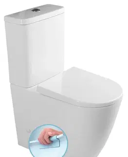 Záchody SAPHO TURKU RIMLESS WC kombi zvýšený sedák, spodní/zadní odpad, bílá PC104WR