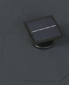 Zahradní slunečníky a doplňky Nástěnný slunečník s LED světly Ø 300 cm látka / kov Dekorhome Šedohnědá taupe