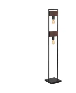 Lampy    107002 - Stojací lampa HARD 2xE27/11W/230V dřevo/černá 