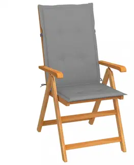Zahradní židle Skládací zahradní židle s poduškami teak / látka Dekorhome Červená