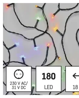 Vánoční řetězy a lamety EMOS LED vánoční řetěz Steny s časovačem 18 m barevný
