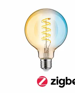 LED žárovky PAULMANN Filament 230V Smart Home Zigbee 3.0 LED Globe G95 E27 7,5W měnitelná bílá stmívatelné zlatá