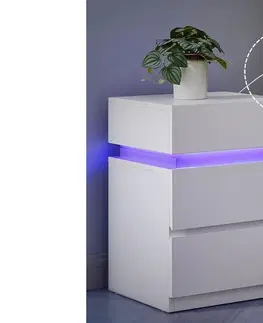 Noční stolky SONGMICS Noční stolek s LED osvětlením Defro bílý
