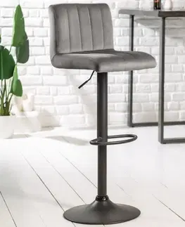 Barové židle LuxD Designová barová židle Walnut šedý samet