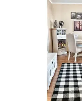 Koberce a koberečky Dywany Lusczow Kusový koberec SKETCH HARRY bílý / černý - kostkovaný, velikost 120x170