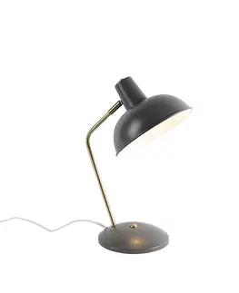 Stolni lampy Retro stolní lampa šedá s bronzem - Milou