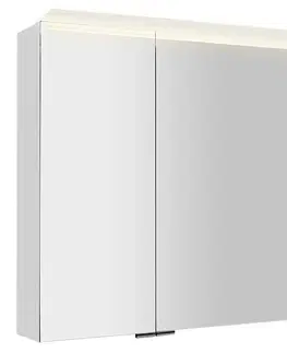 Koupelnová zrcadla SAPHO LINEX galerka s LED osvětlením, 80x70x15cm, bílá LX080-0030