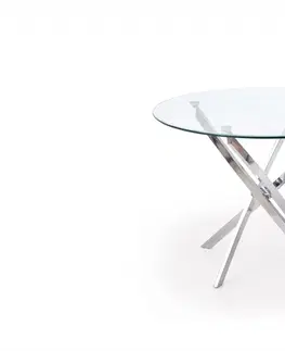 Jídelní stoly HALMAR Kulatý jídelní stůl Remond sklo/chrom