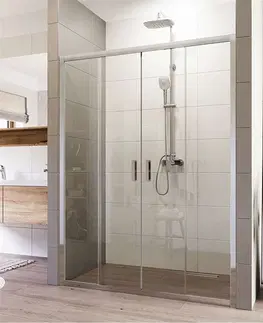Sprchové kouty MEREO Sprchové dveře, Lima, čtyřdílné, zasunovací, 140x190 cm, chrom ALU, sklo Čiré CK80443K