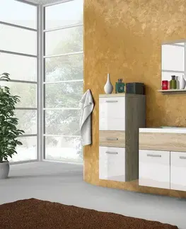 Koupelnový nábytek Expedo Koupelnová sestava LABA s umyvadlem, sonoma/bílá lesk