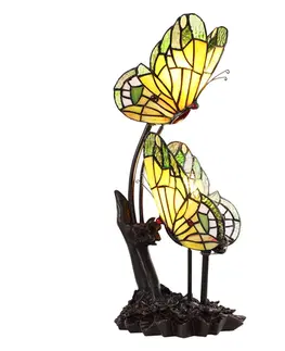 Svítidla Stolní lampa Tiffany s motýlky Butterfly green - 24*17*47 cm E14/max 2*25W Clayre & Eef 5LL-6230