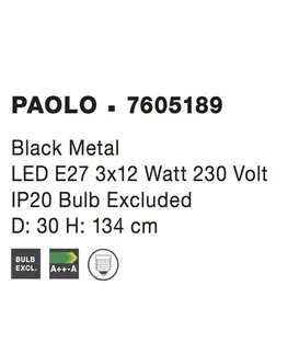 Industriální závěsná svítidla NOVA LUCE závěsné svítidlo PAOLO závěsné svítidlo matný černý kov černá a bílý kabel E27 3x12W 7605189