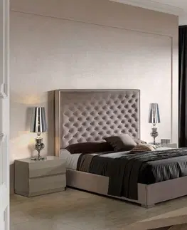 Luxusní a stylové postele Estila Luxusní manželská postel Melody s čalouněným čelem s nadčasovým chesterfield prošíváním 150-180cm