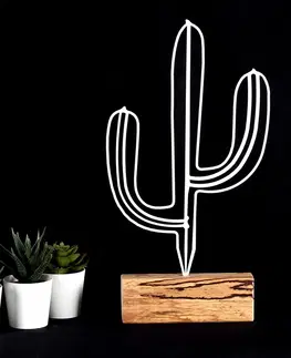  Hanah Home Kovová dekorace Cactus 37 cm bílá