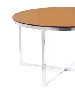 Konferenční stolky Expedo Konferenční stolek CRYSTL A, 80x45x80, jantarová/stříbrná