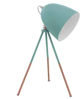 Stolní lampy EGLO Retro stolní lampa Dundee v mátově zelené barvě