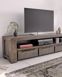 Luxusní a designové televizní stolky Estila Industriální moderní TV stolek Svea v šedé barvě 170cm