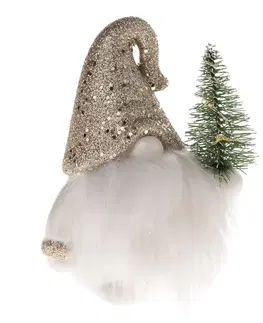 Vánoční dekorace Porcelánový trpaslík s LED světlem Gimli, 8,5 x 11 x 7 cm