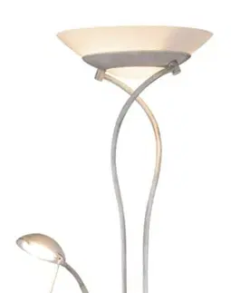 Stojací lampy na čtení Rabalux stojací lampa Gamma Trend E27 2x MAX 15W + G9 1x MAX 40W antikovaná bílá 4555