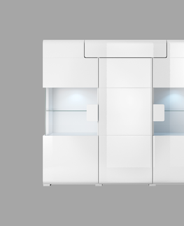 Regály a poličky HAMAL vitrína 3D1S, bílá/bílý lesk