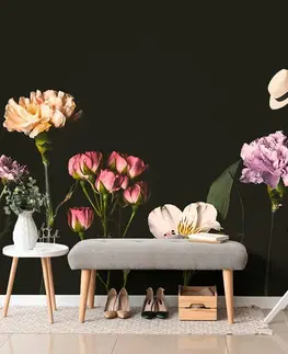 Samolepící tapety Samolepící fototapeta elegantní květiny na tmavém pozadí