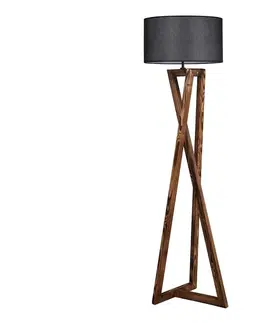 Lampy  Stojací lampa MACKA 1xE27/60W/230V černá/hnědá 