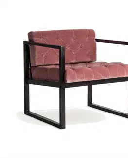 Luxusní a designová křesla a fotely Estila Chesterfield křeslo Alvaro v růžové barvě 70cm